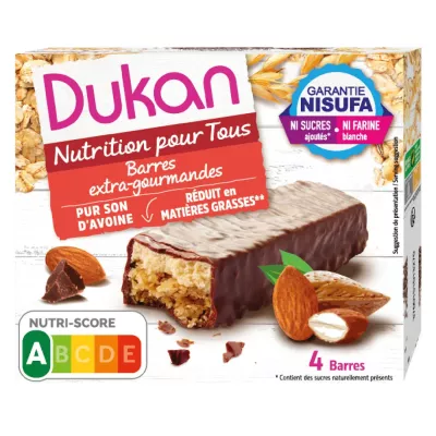 Barres Son Avoine Chocolat Sans Sucres Ajoutés 4x30g - Dukan