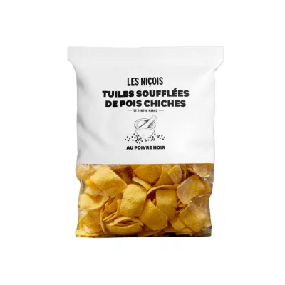 Tuiles Soufflées de Pois Chiches au Poivre Noir, 100g - LES NIÇOIS