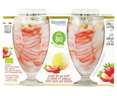 Glace à la vanille & fraise BIO 2x110g - SAPORIT