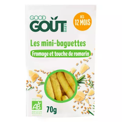 Mini-Baguettes mit Bio-Käse und Rosmarin, 70 g - GOOD GOUT