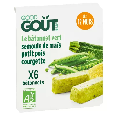 绿豌豆棒。玉米粉和薄荷味 132 克（6x22 克） - GOOD GOUT