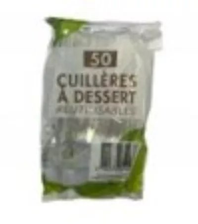 可重复使用塑料白色透明甜点勺 50 x 11 厘米