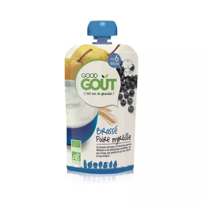 Gourde brassé poire/myrtille BIO dès 6mois 90g - GOOD GOUT