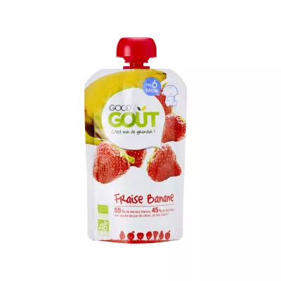 Gourde fraise/banane bio dès 6 mois 120g - GOOD GOUT