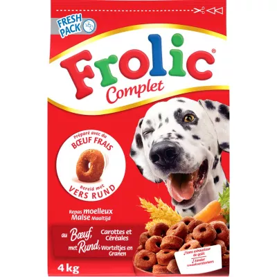 Croquettes pour chien au bœuf 4kg - FROLIC