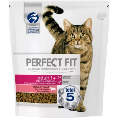 Croquettes pour chat stérilisé, bœuf 1.4kg - PERFECT FIT