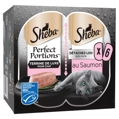 Porzioni perfette Cibo per gatti al salmone in terrina X6 - Sheba