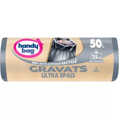 Sac poubelle gravats ultra epais très résistant X5 50L - HANDY BAG