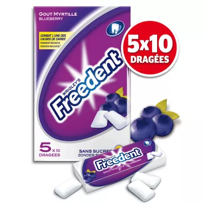 ブルーベリー味の無糖チューインガム。 70g - FREEDENT
