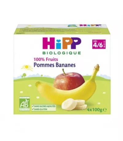 Bio-Baby-Apfel-Bananen-Kompott ab 4/6 Monaten 4x100g - HIPP