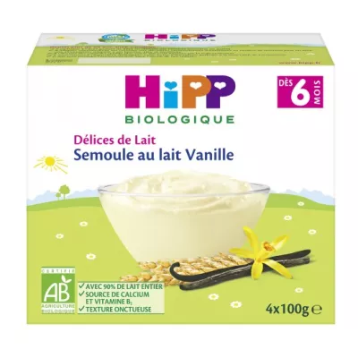 Dessert bébé Bio semoule & vanille dès 6 mois 4x100g - HIPP