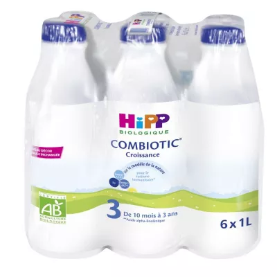 Lait bébé BIO croissance combiotic dès 10mois 6x1L - HIPP