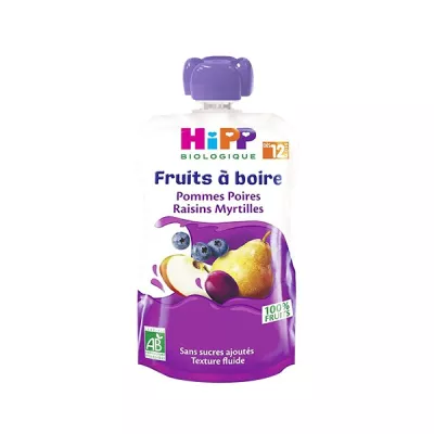 Gourde pommes/ poires/ raisons/ myrtilles dès 12 mois 120ml - HIPP