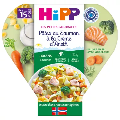 Massa de salmão gourmet pequena com creme de endro a partir de 15 meses, prato 250g, HIPP BioLOGIQUE