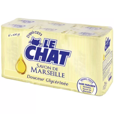 Savon de Marseille douceur glycérinée 6x100g - LE CHAT