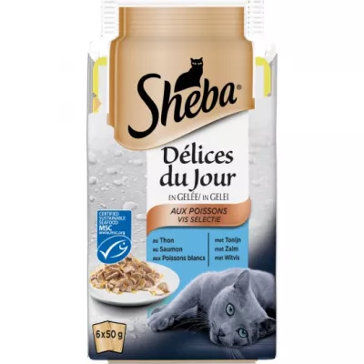 Harina para gatos gelatina de pescado 6x50g - SHEBA