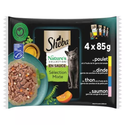 Pâté Per Gatti Adulti In Salsa Di Pollo, Tacchino, Tonno E Salmone 4x85g - Sheba