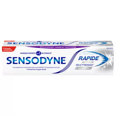 Dentifrice Rapide Action dès le 1er Brossage Blancheur 75ml - SENSODYNE