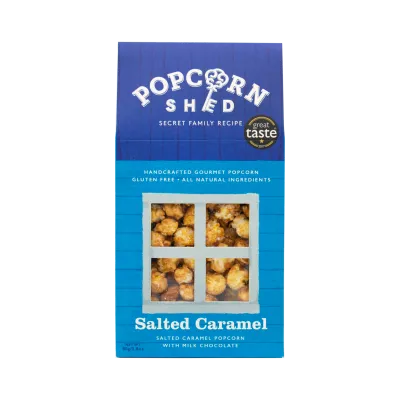 塩漬けキャラメルポップコーンは80gに小さい - Popcorn Shed