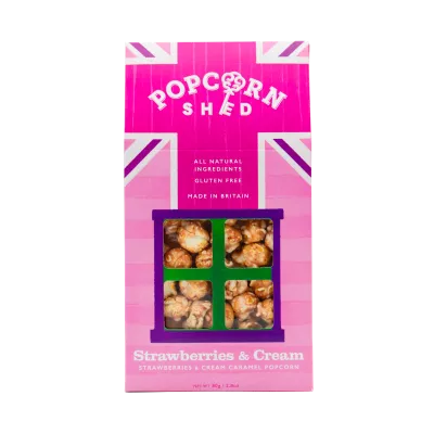 Morangos e creme pipoca galpão 80g - Popcorn Shed
