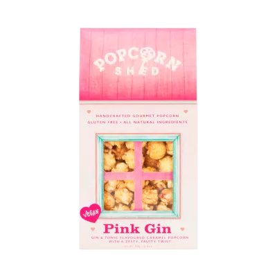 ピンクのジンポップコーンは80gを脱いでいます - Popcorn Shed