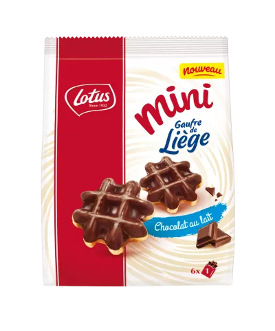 MINI Luikse Wafel Melkchocolade 195g (6x1st) - LOTUS
