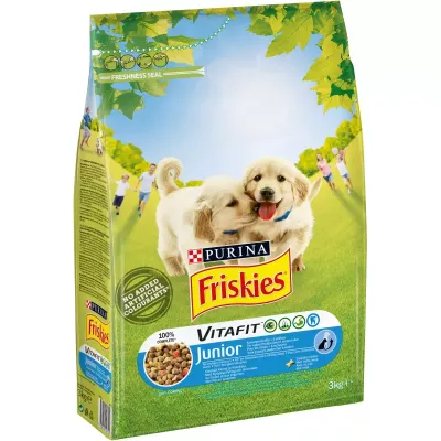 Chicken Junior Dog kibble với sữa 3kg và rau - FRISKIES