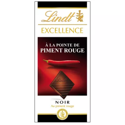 एक्सीलेंस ब्लैक विद रेड पेपर टिप टैबलेट 100 जी - LINDT