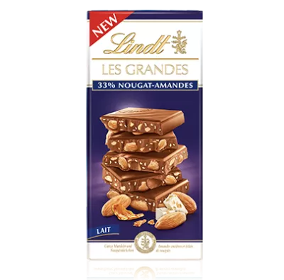 Les Grandes Lait Nougat-amandes  Tablette 150 G - LINDT