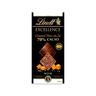 Excellence Noir 70% Cocoa Chips Caramel Fleur De Sel Tablet 100 G - LINDT