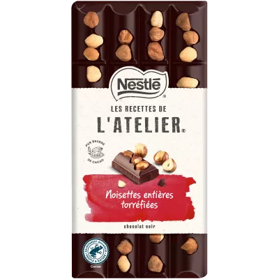 Tablette De Chocolat Noir Noisettes Entières Torréfiées 170g - LES RECETTES DE L’ATELIER NESTLÉ