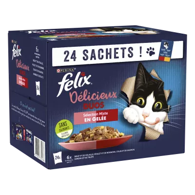 Pâtée Pour Chat Adulte En Gelée Multi-variétés De Viandes & De Poissons 24x85g - PURINA FELIX