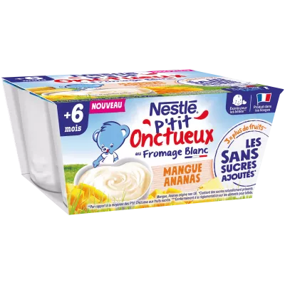 P'tit Onctueux au fromage blanc mangue ananas dès 6 mois 4x90g - NESTLE