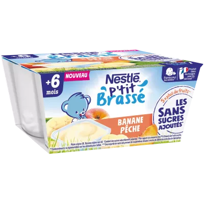 P'tit brewé banana pêssego sem adição de açúcar a partir de 6 meses 4x90g - NESTLE
