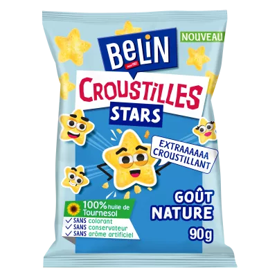 Biscuits Apéritifs Goût Nature Croustil les Stars, 90g - BELIN