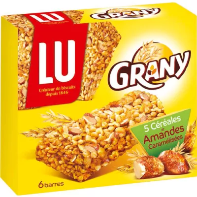Barres 5 céréales et amandes caramélisées X6 125g - GRANY