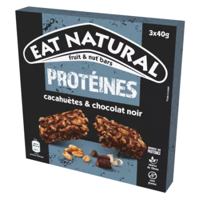 Barre Source De Protéines Cacahuètes Et Chocolat Noir 3x40g - Eat Natural
