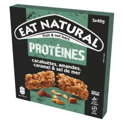 ピーナッツ、アーモンド、塩キャラメル プロテイン ソース バー 3x40g - ナチュラルを食べる - Eat Natural