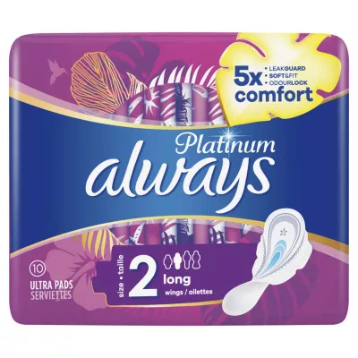Sanitary Napkins with Wings Long Size 2 Platinum - ALWAYS