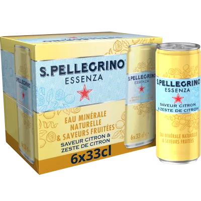 Eau gazeuse aromatisée Citron Zeste de Citron 6x33cl SAN PELLEGRINO ESSENZA