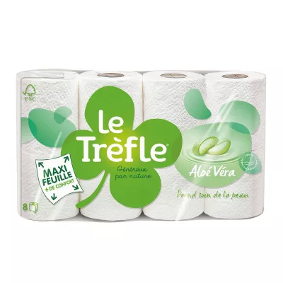 Papier toilette aloé vera x8 - LE TRÈFLE