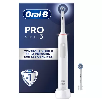 فرشاة أسنان كهربائية برو 3 3000 بيضاء حساسة - ORAL B