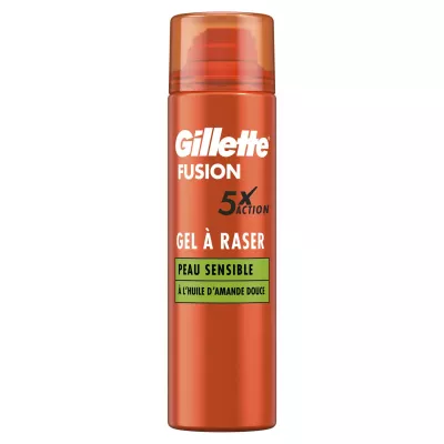 Gel À Raser Pour Peaux Sensibles À L’Huile D’Amande Douce Fusion 200ml - GILLETTE