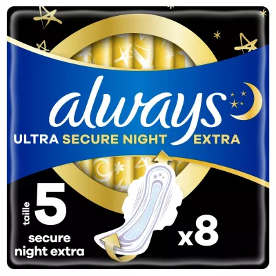 Гигиенические прокладки с крыльями Night Wings, размер 5 Ultra Secure Night Extra - ALWAYS
