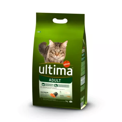 Croquettes chats Adult saumon et riz 3kg - ULTIMA