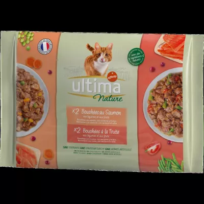 Katzenfutter Lachs und Forelle 4x85g - ULTIMA