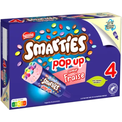 208g Smarties Pop Fraise X4