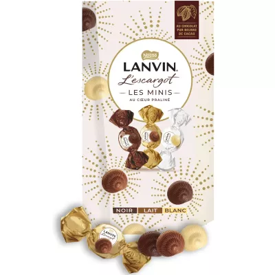 Шоколадное Трио Темно-Белое Молочное с Начинкой Пралине Мини-Улитка 140г - Lanvin