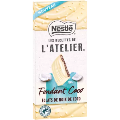 Tafel mit weißer Schokolade und Fondant-Kokosmilch-Rezepten aus der Werkstatt, 130 g - NESTLÉ