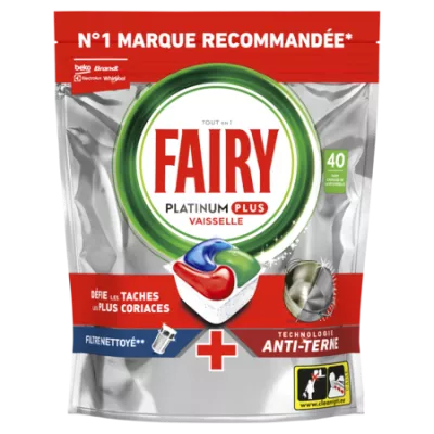 Tablette lave-Vaisselle Platinum Plus Tout en 1 - Filtre Nettoyé + Anti-Terne - FAIRY